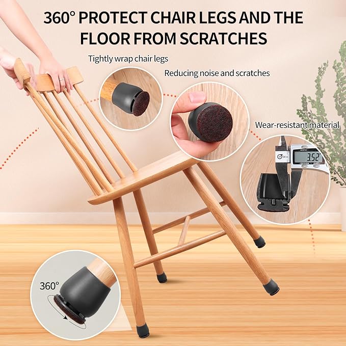 Ezprotekt 24 Pcs Black Chair Leg Floor Protectors - Image 4