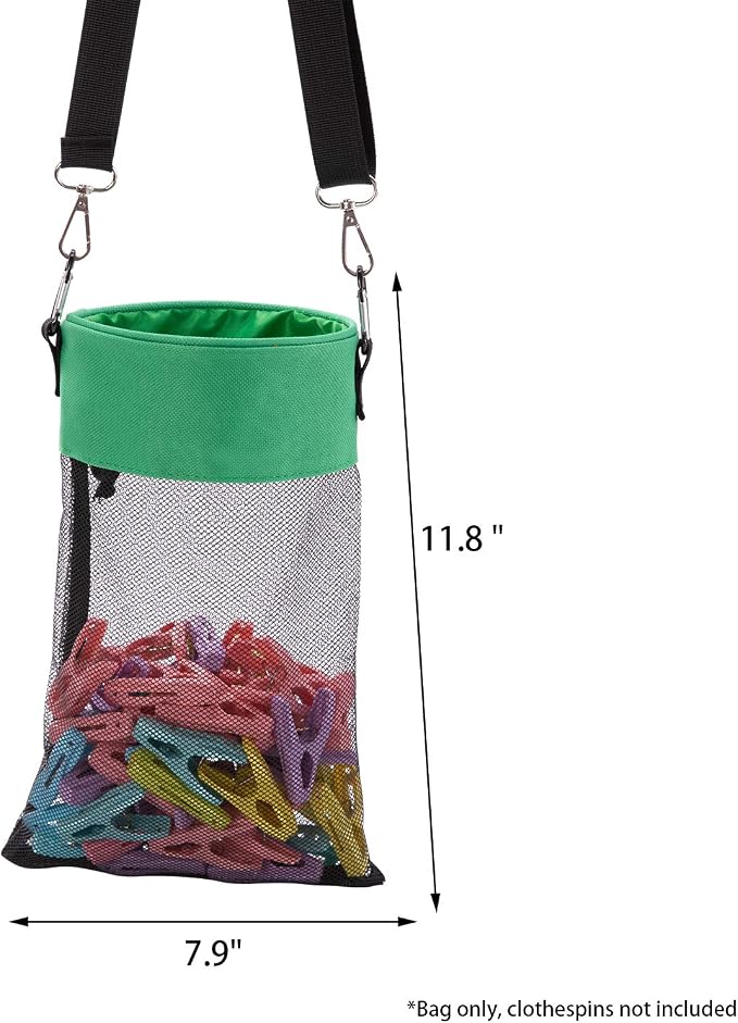 Mesh Clothespin Bag with Hooks Hanging Clothes Pin Bag with Drawstring Closure - Image 7