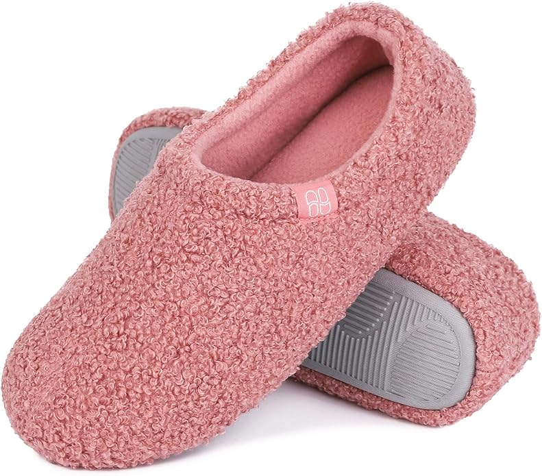 HomeTop Women's Fuzzy Curly Fur Memory Foam Loafer Slippers by HomeTop