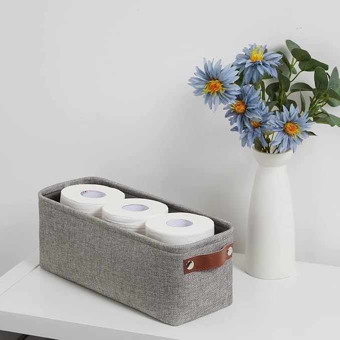 DULLEMELO Soft Cotton Fabric Bathroom Storage Baskets 2 Pack Fabric Shelf - Image 6