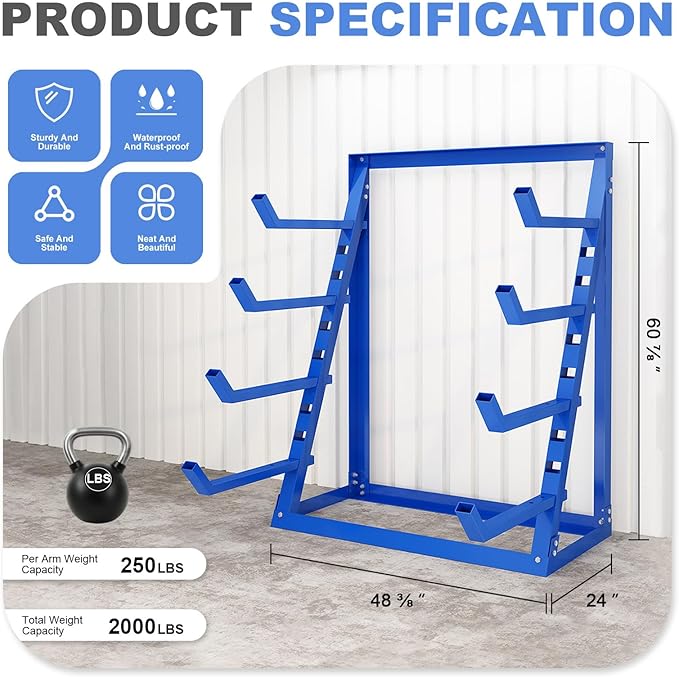 Steel Lumber & Pipe Storage Rack – Heavy Duty 4-Tier Horizontal Organizer Shelf - Image 3
