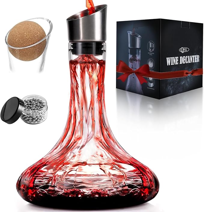 Wine Decanter Built-in Aerator Pourer, Wine Carafe by QPIXDIGITAL