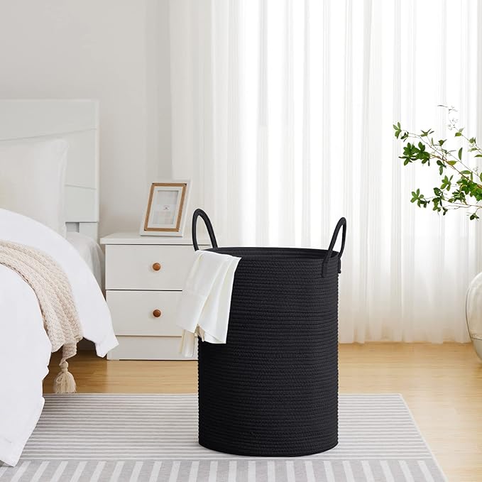 VIPOSCO Large Laundry Hamper, Tall Woven Rope Storage Basket - Image 4