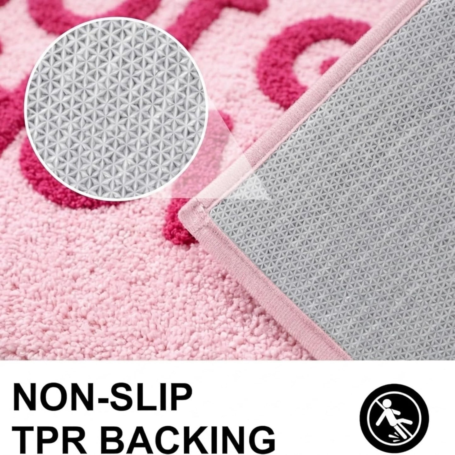 Hot Girl Shower Bath Mat - Cute Pink Tufted Bathroom Rug, Soft Absorbent Flocked Microfiber Floor Mat, Non-Slip Washable Aesthetic Decor for Bathroom, Bedroom, Dorm - 24"x16"