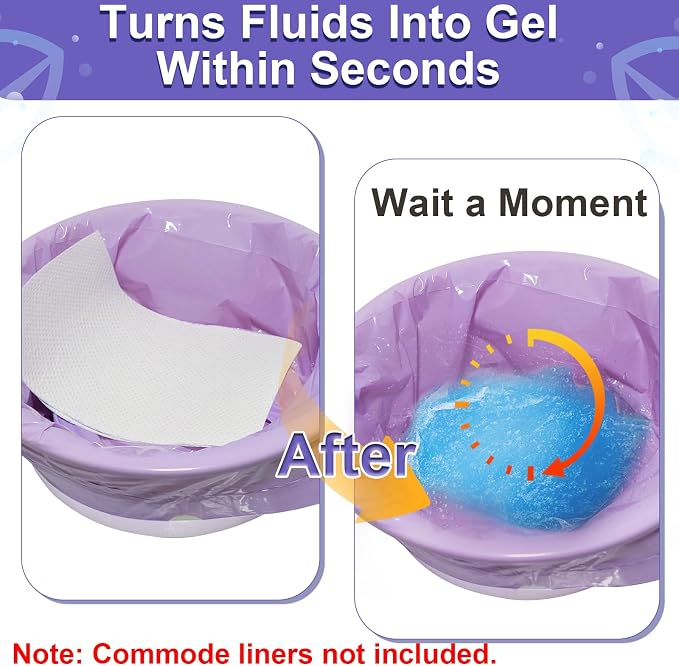 100 Commode Absorbent Pads for Bedside Commode Liners, Disposable Commode - Image 4