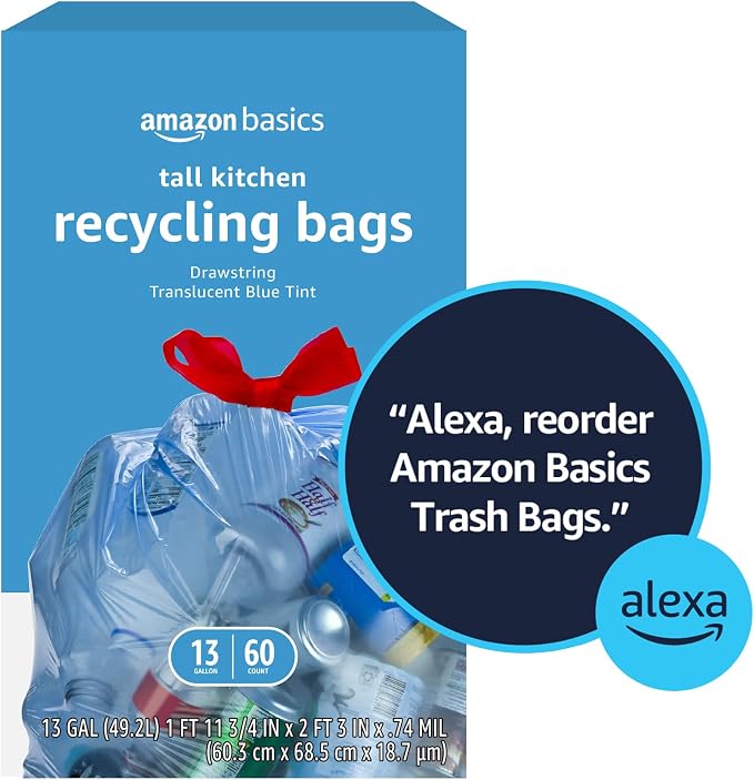 Amazon Basics Blue Recycling Trash Bags, 13 Gallon - Image 7