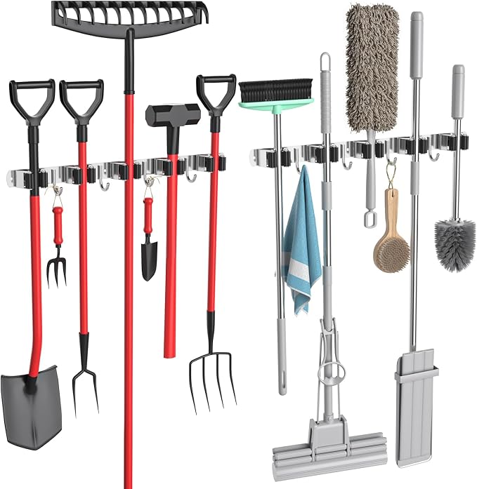 2 Pack Broom Holder Wall Mount Mop and Broom Hanger Broom Organizer Storage by Wisorder