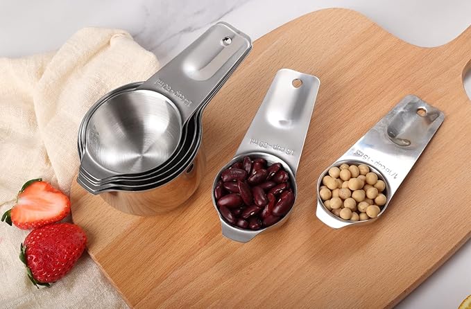 8 Pcs Stainless Steel Measuring Cups Set, Kitchen Measuring Cup - Image 7