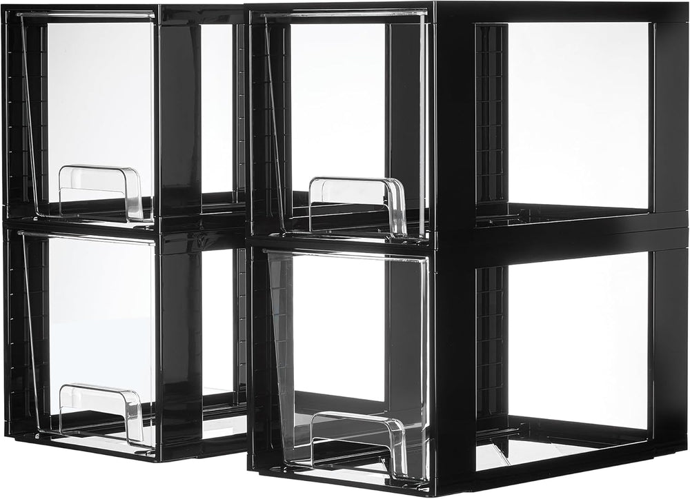 Vtopmart 4 Pack Large Stackable Storage Drawers, Easily Assemble Acrylic