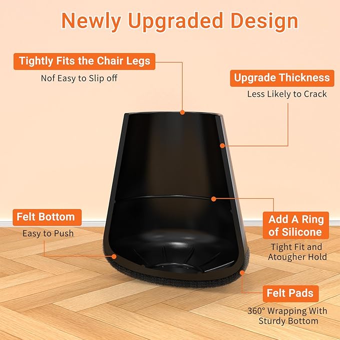 Chair Leg Floor Protectors Large 24Pcs, Silicone Chair Leg Protectors - Image 3