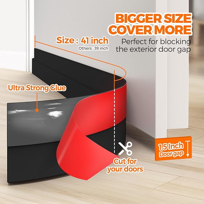 Holikme Door Draft Stopper Under Door Draft Blocker Insulator Doors Sweep - Image 4