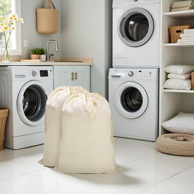 Canvas Laundry Bag with Handles & Drawstring Closure 27.5”x35", Thick Cotton - Image 8