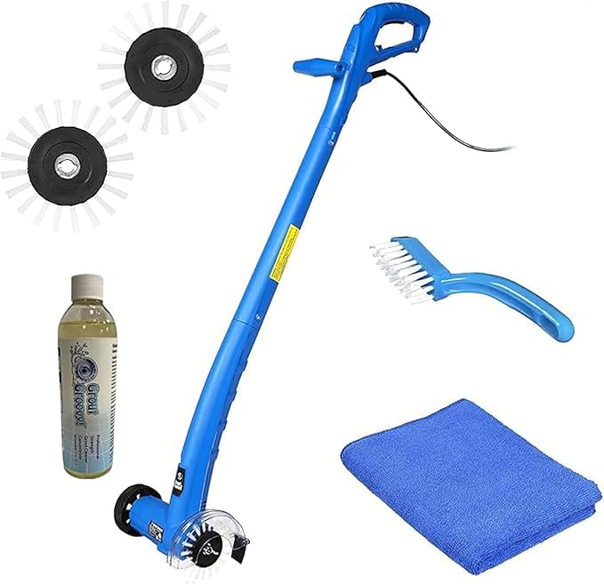 Grout Groovy! Electric Stand-Up Lightweight Grout Cleaning Machine – Large Tile by GroutGroovyCleaningMachine