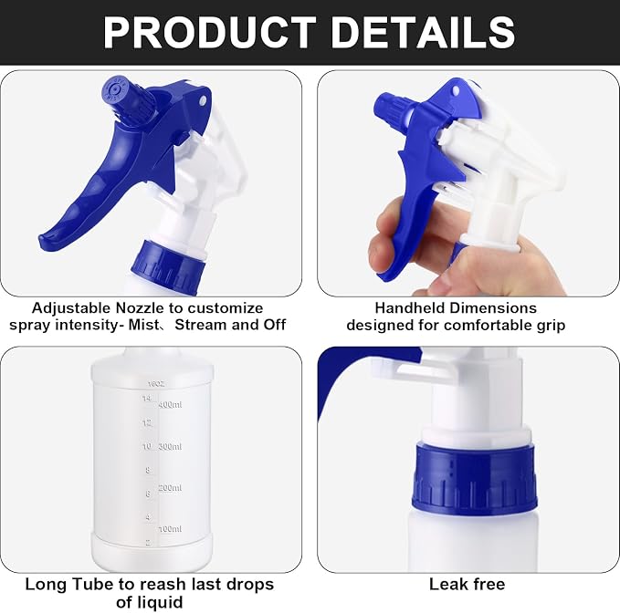 Eccliy 12 Pcs 16 Oz Plastic Spray Bottle, Adjustable Empty Reusable Sprayer - Image 3