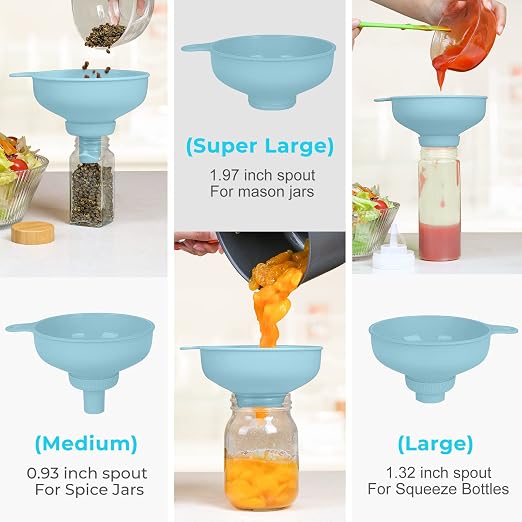 Wide Mouth Kitchen Funnel, Food Grade Plastic Cooking Canning Funnel - Image 2