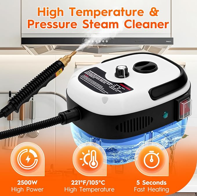 Steam Cleaner, 2500W High Handheld Steam Cleaner, 1L Portable Car Steam Cleaner - Image 3