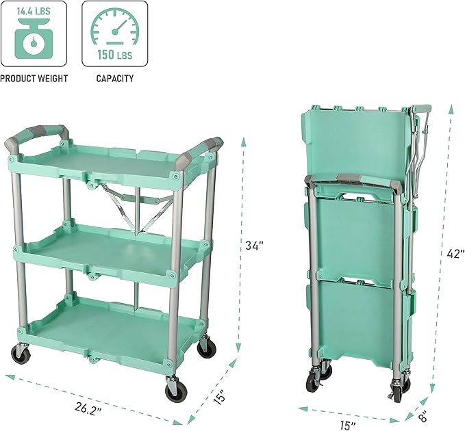 Olympia Tools 89-349 Pack-N-Roll Folding Collapsible Service Cart, 150LB - Image 3