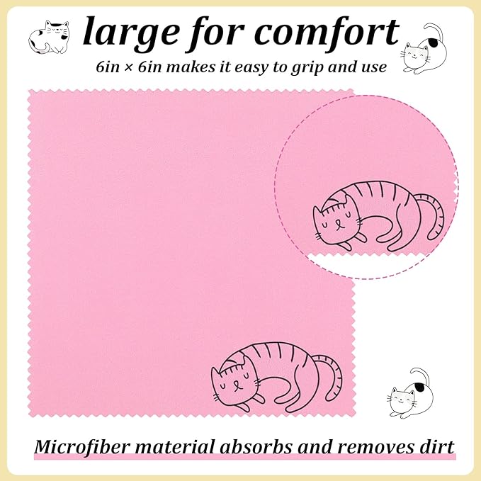 Sinmoe 20 Pcs Microfiber Cleaning Cloth Cute Kitty Cat Design Microfiber Cloth - Image 4