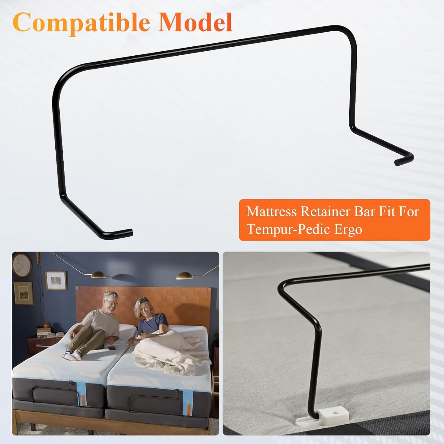 20 Inches Mattress Retainer Bar 6300340/63003340, Fit for Tempur-Pedic Ergo, Prevent Mattress from Slipping and Shifting, Foot Retainer Bar Can not be Used for Lifting The Adjustable Bed, 1 Pc