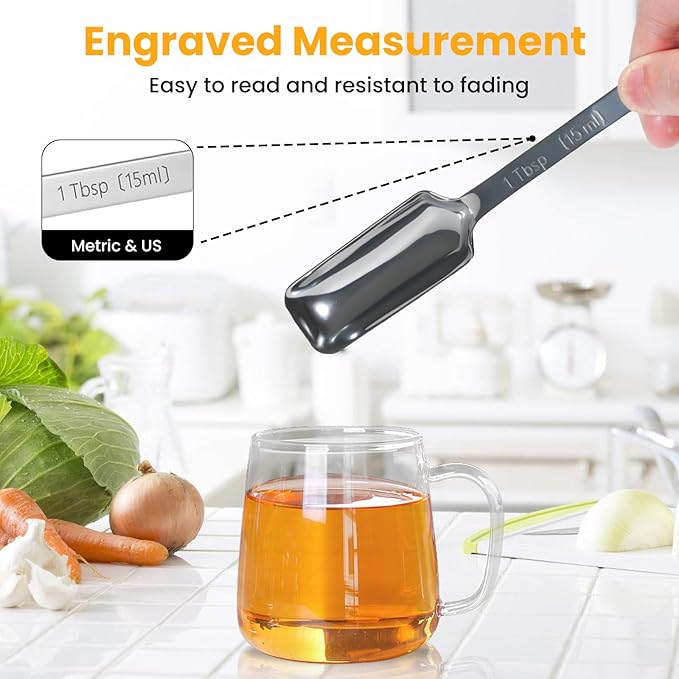 Stainless Steel Measuring Spoons Set of 11, Includes 6 Rectangular Measuring - Image 4