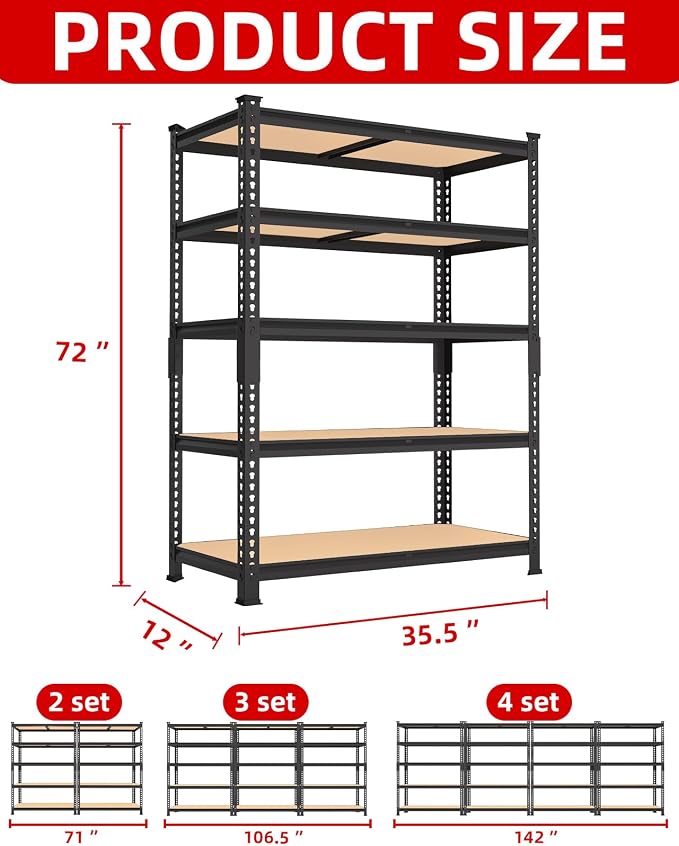 PrimeZone 35.5" x 12" x 72" Heavy Duty Storage Shelves - Image 3