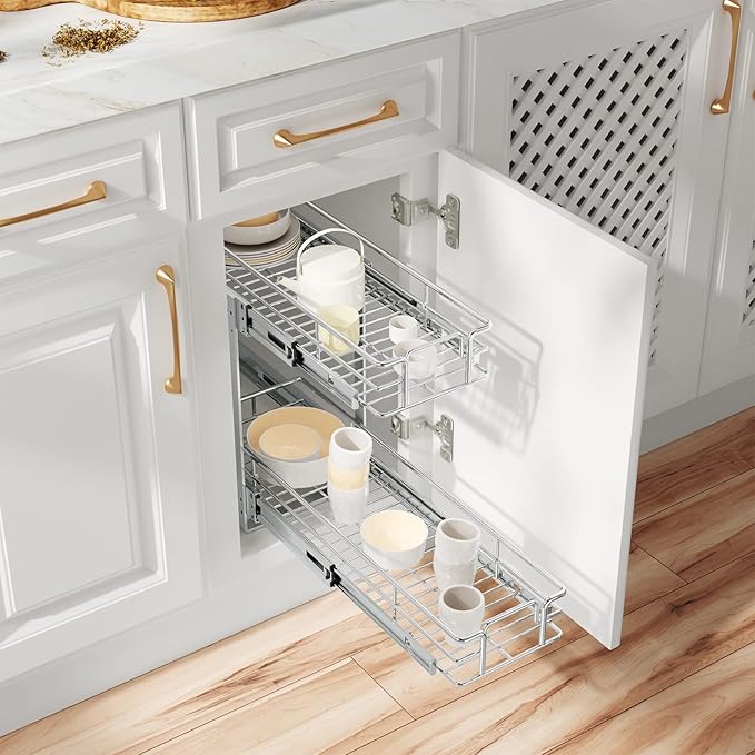 ROOMTEC Individual Pull Out Cabinet Organizer, 2 Tier Spice Rack Organizer - Image 6