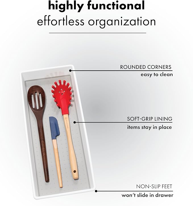Madesmart Organizer Bin Non-Skid Feet 15.5" X 6.6" X 2.1" Plastic White - Image 5