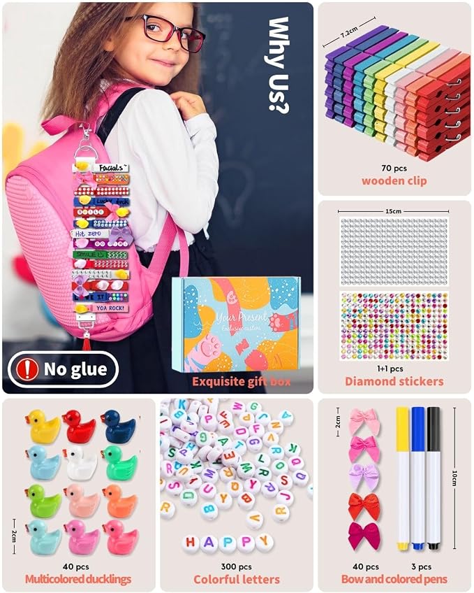 SF SOONEAT Cheer Pins for Backpack Cheer Stuff Kit 70 Colored Clothes Pins - Image 3