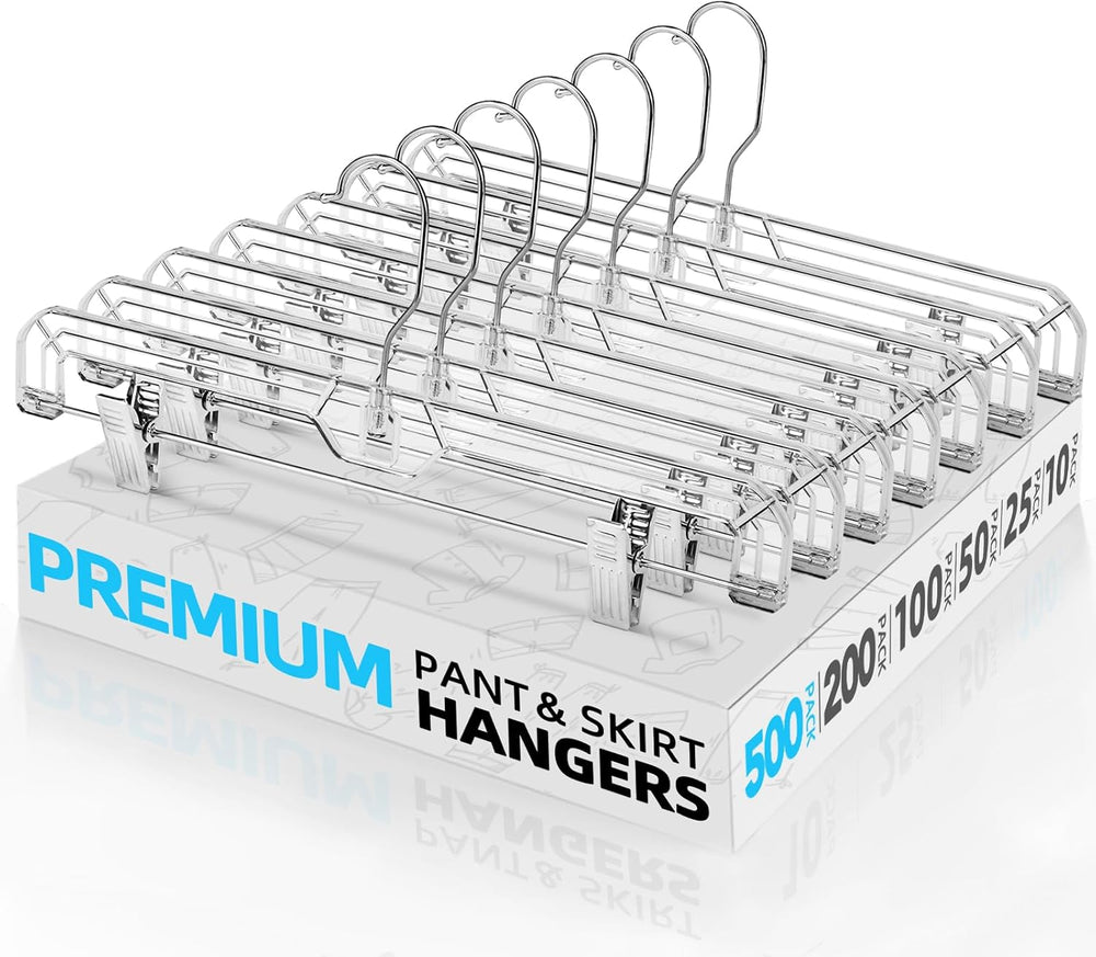 HOUSE DAY Heavy Duty Clear Pants Hangers 500 Pack, 14'' Skirt Hangers