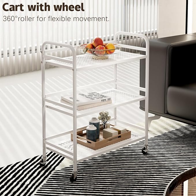 HDANI 3 Tier Metal Rolling Heavy Cart Supports 40 Lbs Per Tier, Rolling Cart - Image 2