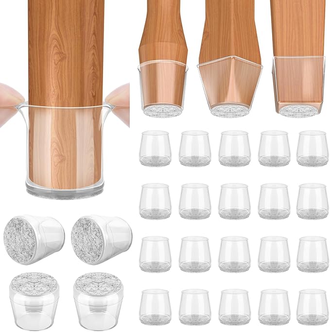 BALEINE 24 Pack Silicone Chair Leg Floor Protectors, Stool Leg Protectors Cap by BALEINE