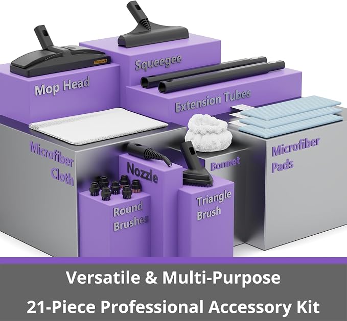 Steam Cleaner: 1650W, Fast 50-Sec Heat-Up-21-Piece Kit Refill Anytime-No - Image 3