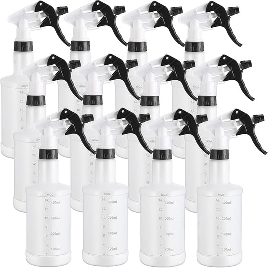 Eccliy 12 Pcs 16 Oz Plastic Spray Bottle, Adjustable Empty Reusable Sprayer by Eccliy