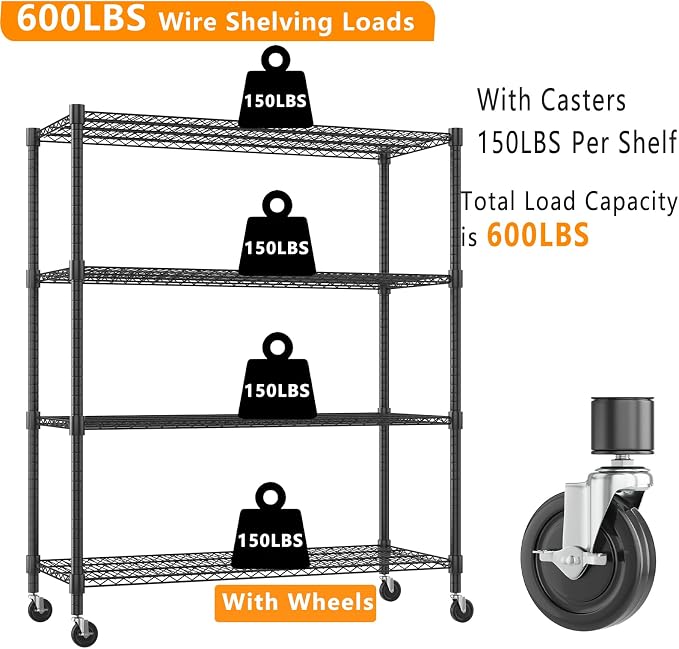 Himimi Storage Shelves 60" W Wire Shelving - Image 6