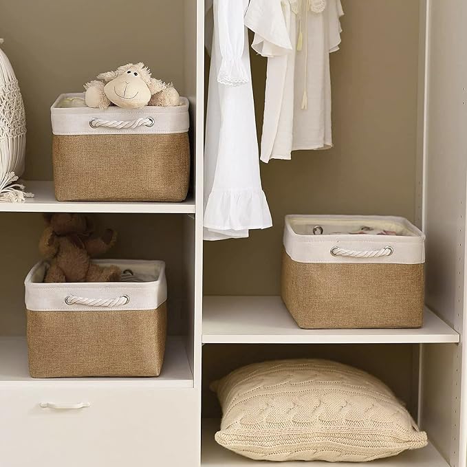 Storage Basket Fabric Sturdy Canvas Storage Bins Organizer - Image 4