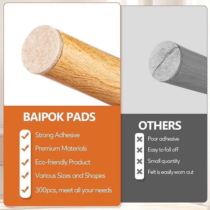 Furniture Pads 300 Pack Premium Furniture Felt Pads, Huge Quantity Self - Image 2