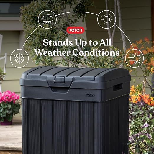 Keter Baltimore Resin 38 Gallon Outdoor Kitchen Trash Can - Image 3