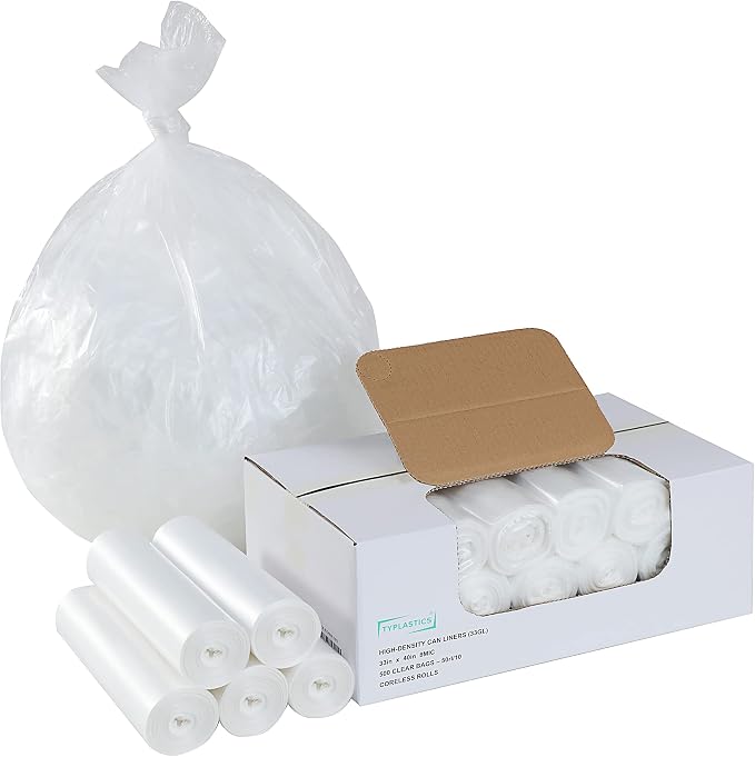 TYPLASTICS 33 Gallon Clear Trash Can Liners - Image 3