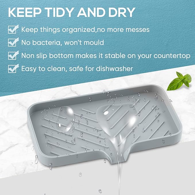 Kitchen Soap Tray, Kitchen Sink Tray Sponge Tray Kitchen Sponge Holder Self - Image 4