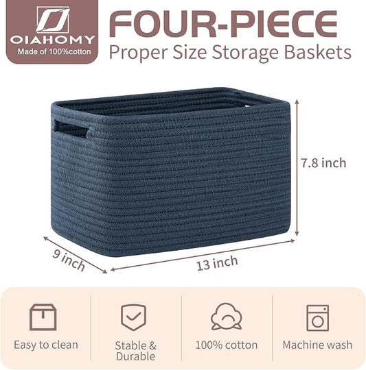 OIAHOMY 4 Pack Storage Baskets for Organizing, Cube Storage Bins for Shelves - Image 2