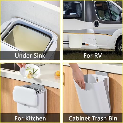 Soddeph 3.2 Gallon Foldable Hanging Trash Can - Image 7