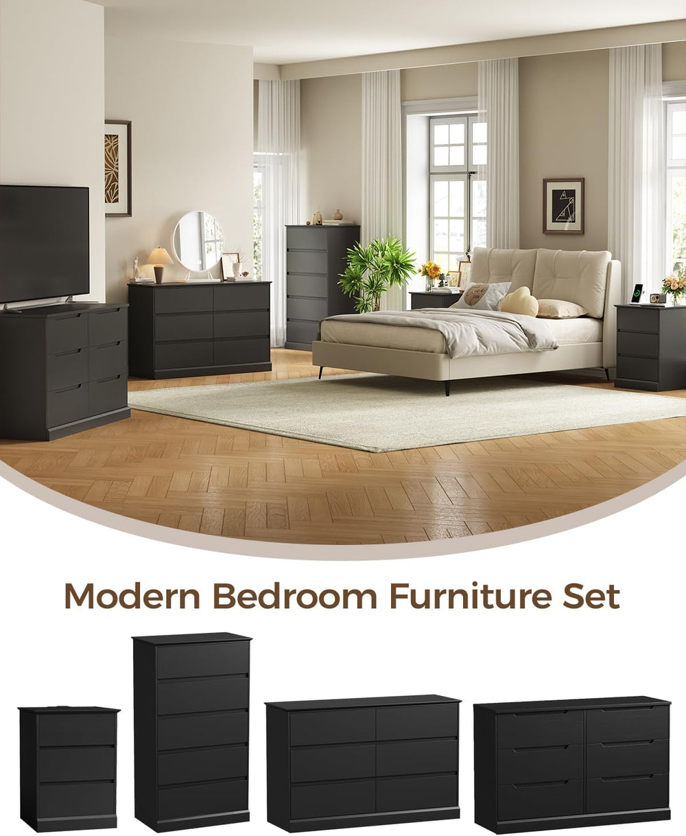 Dresser for Bedroom, 6 Drawer Dressers, Modern Wood Dresser, Wide Chest of Dr...