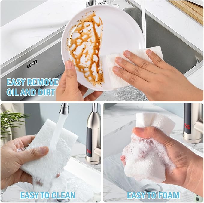 YoleShy White Sponges Kitchen 10 Pack Natural Compressed Cellulose Sponges - Image 3