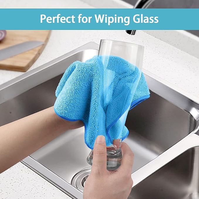 HOMEXCEL Blue Microfiber Cleaning Cloth, 100 Pack Cleaning Towels - Image 6