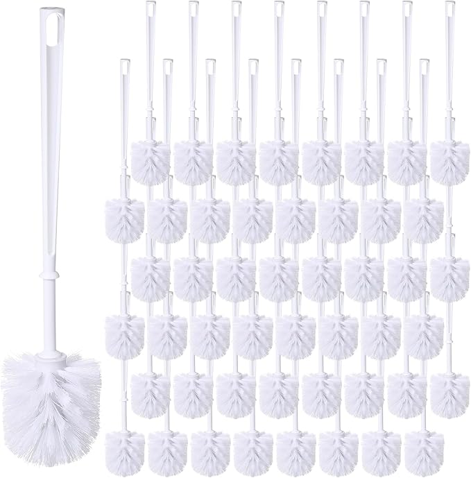 Mimorou 50 Pcs White Toilet Brush, Bathroom Toilet Bowl Brush, Soft Bristle by Mimorou