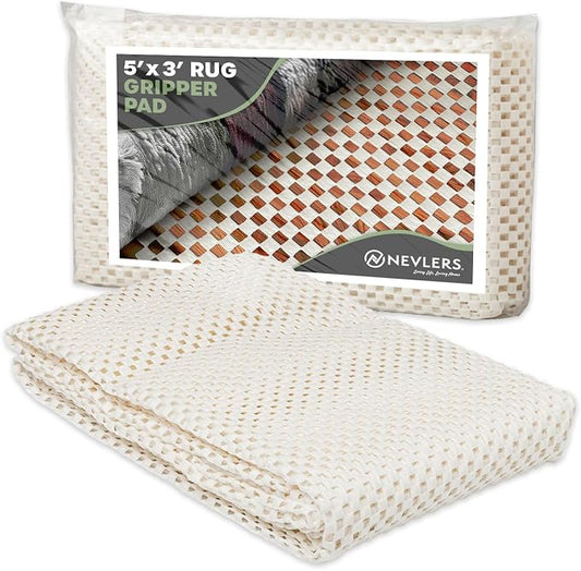 Nevlers Non Slip 3'x5' Rug Pads | White PVC Foam Rug Gripper by Nevlers