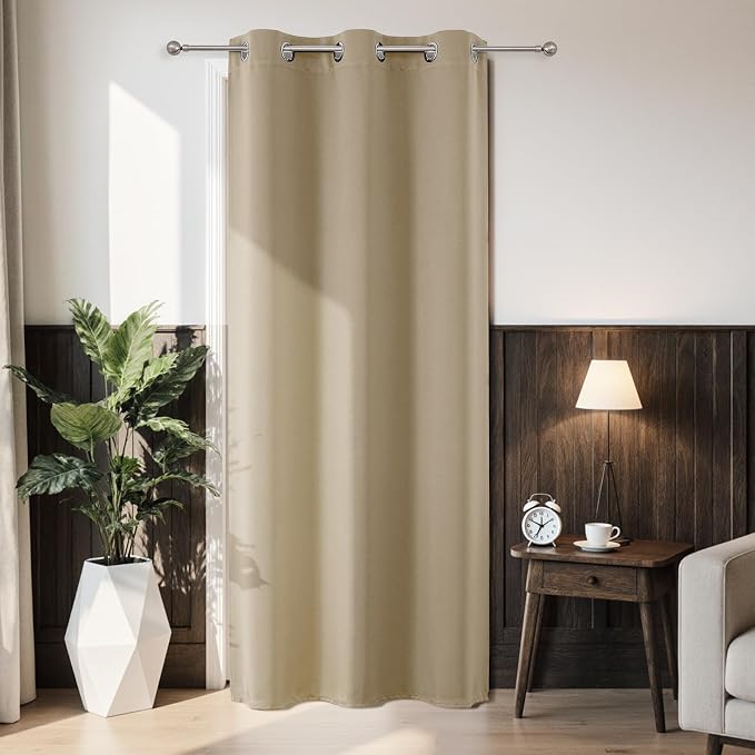 Joydeco Blackout Door Curtain for Doorway Privacy 78 Inches Long, Grommet by JOYDECO