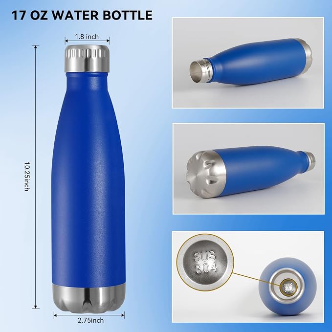 VEGOND 17oz Stainless Steel Water Bottles Bulk, Reusable Metal Sports Water - Image 3