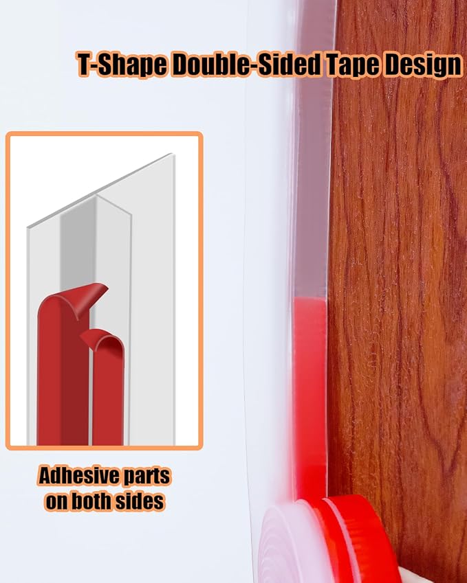 Orghtin T-Shaped Silicone Seal Strip, 10Ft x 1.97 in Draft Stopper - Image 2
