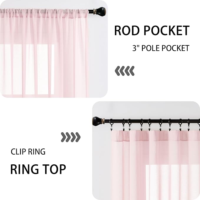 Tollpiz Sheer Door Curtains Closet Linen Textured Curtain Sheers Doorway Light - Image 5